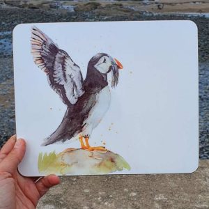 Puffin with wings outstretched Hard Backed Placemat